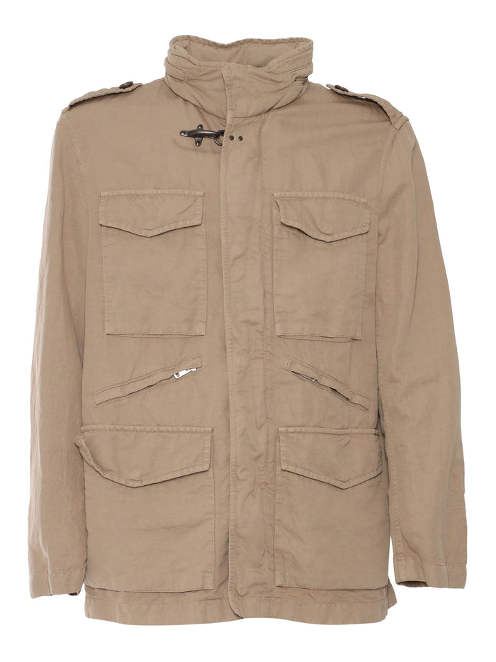 FAY EXPLORER FIELD JACKET Brown Cotton Linen Heavy