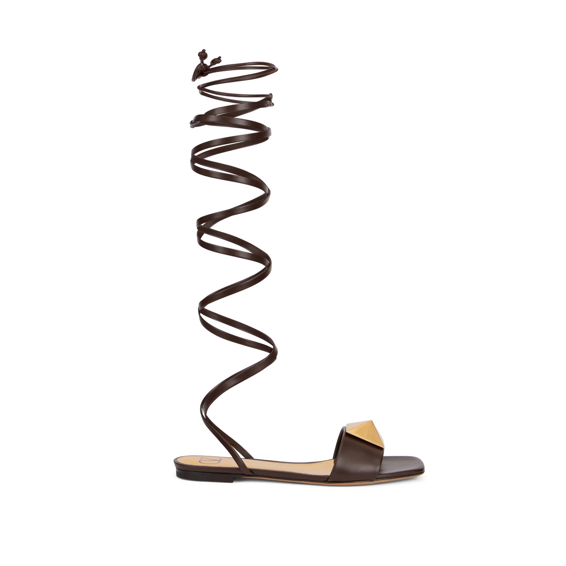 Valentino Garavani Spiral Sandals Brown Leather