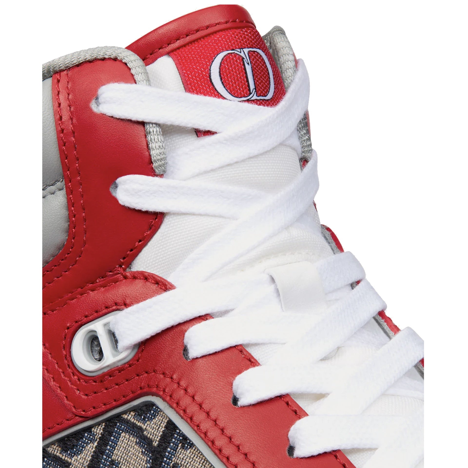 Oblique High-Top Sneakers Red Leather