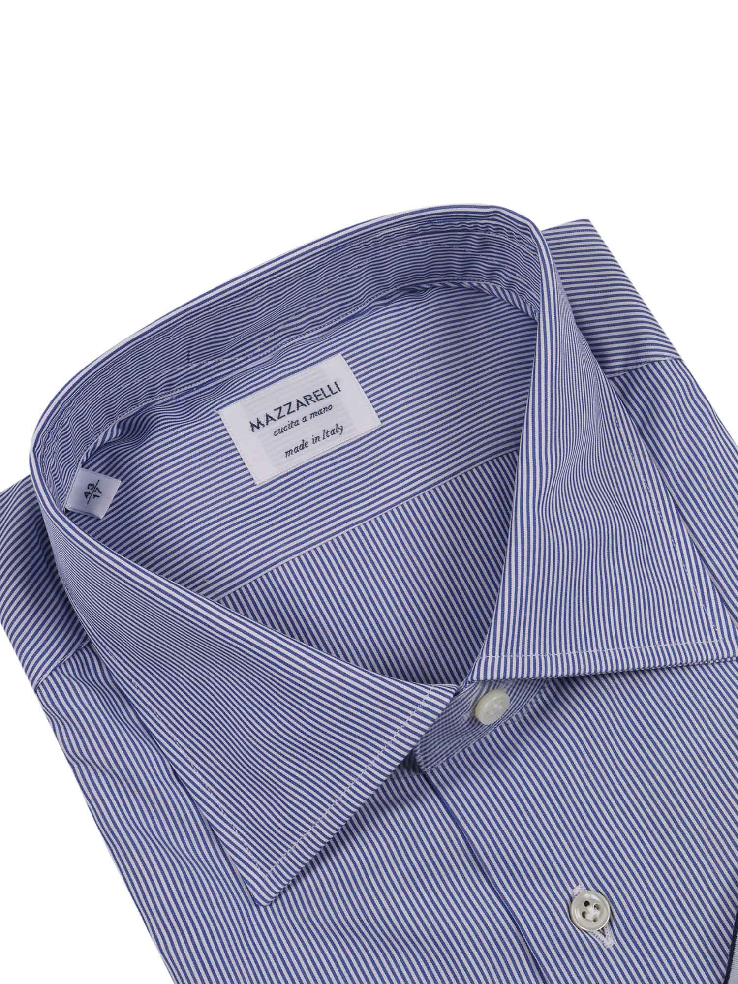 Striped Cotton Slim Fit Shirt Light Blue