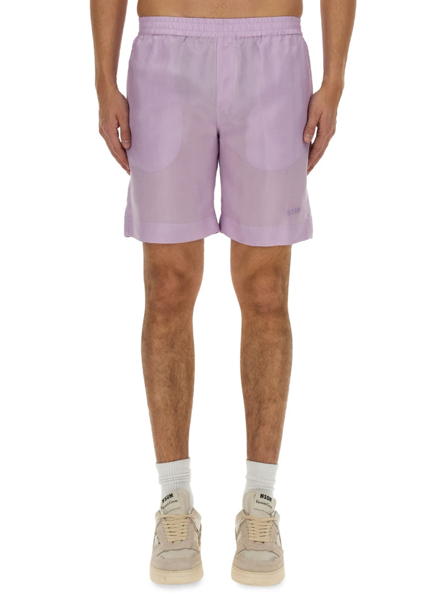 Shorts With Logo Lilac Cupro