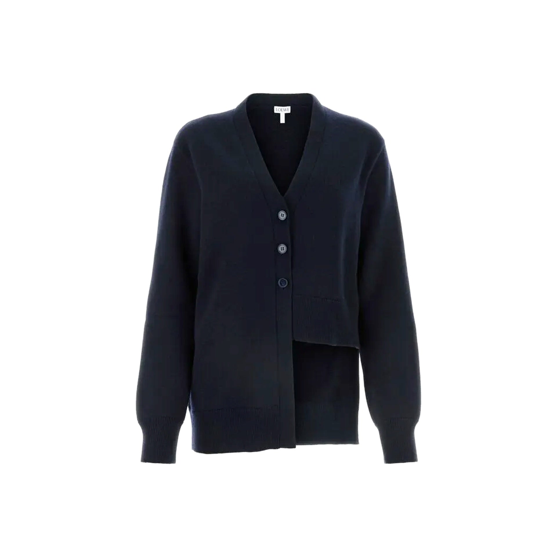 Loewe Asymmetric Cashmere Cardigan Blue