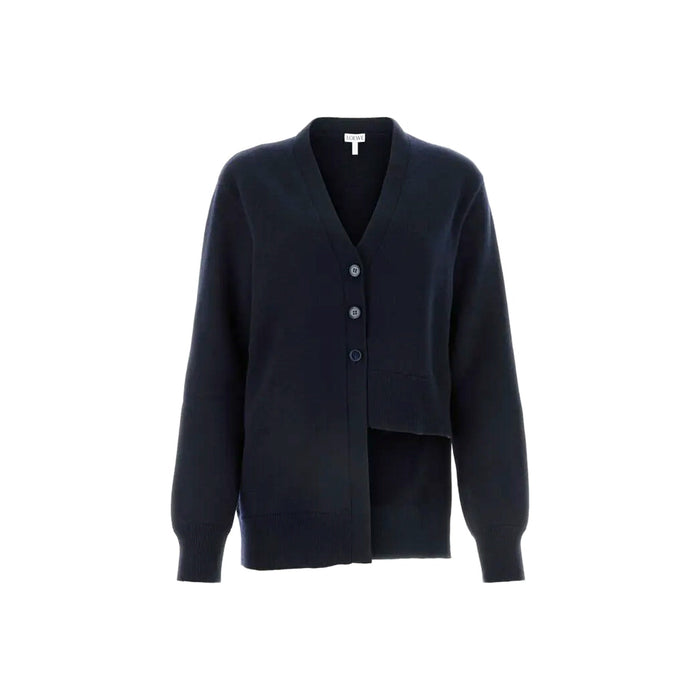 Loewe Asymmetric Cashmere Cardigan Blue