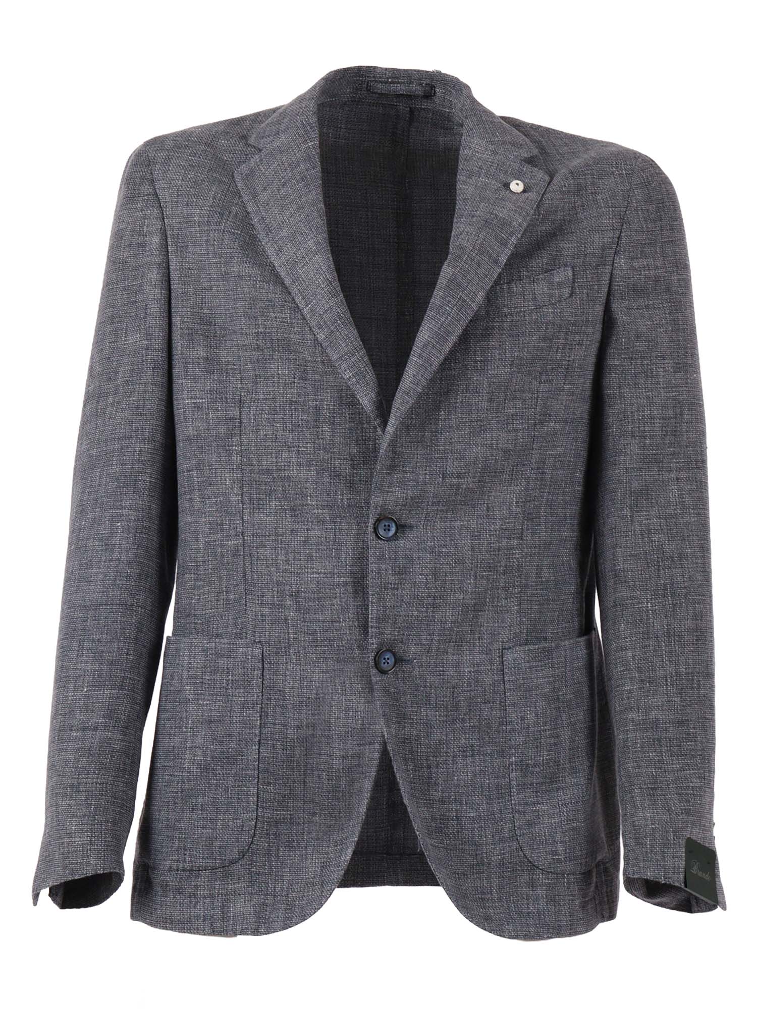 Jacket Grey Virgin Wool Linen Polyamide