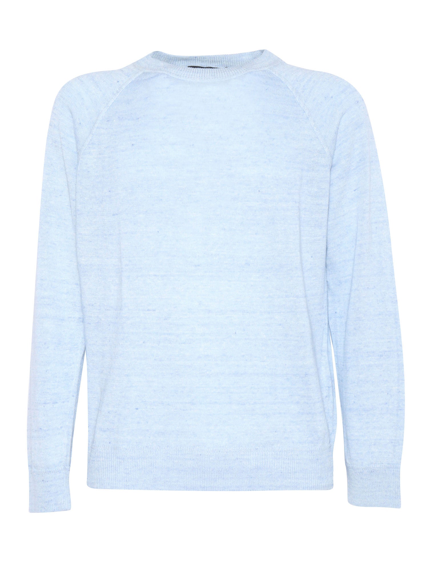Crewneck Sweater Ls Blue Linen Cotton