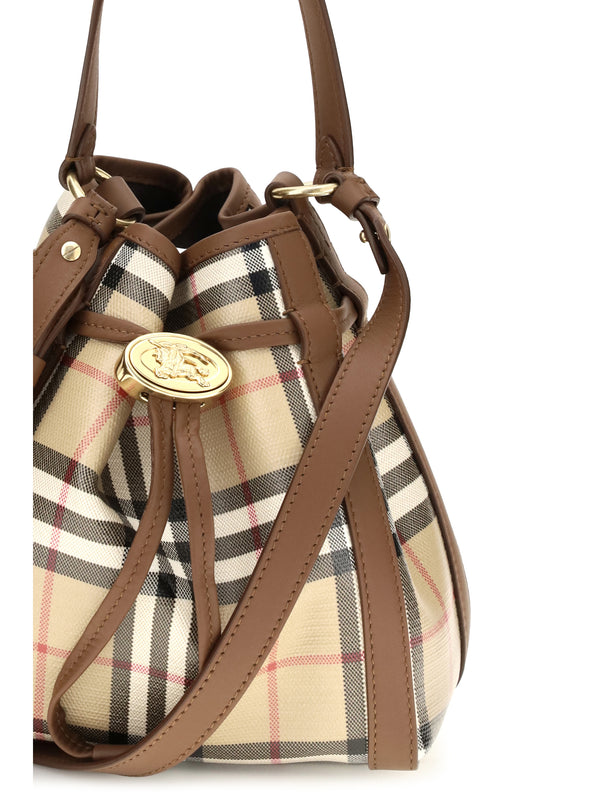 Bucket Bag Mini Check Archive Beige Calf Leather (bos Taurus)