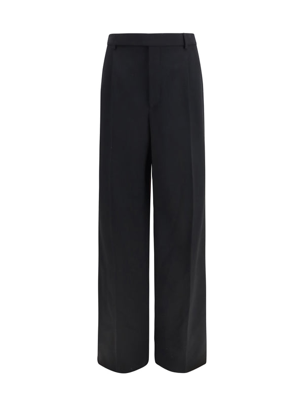 Fluid Grain De Poudre Trousers Noir Wool Ovis Aries