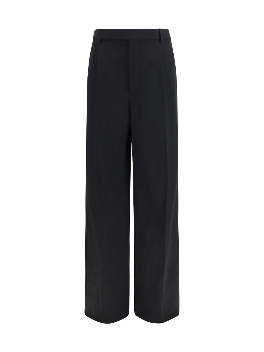 Fluid Grain De Poudre Trousers Noir Wool Ovis Aries