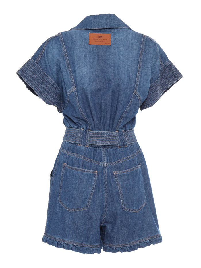 Short denim jumpsuit Blue Cotton Tuta Intera