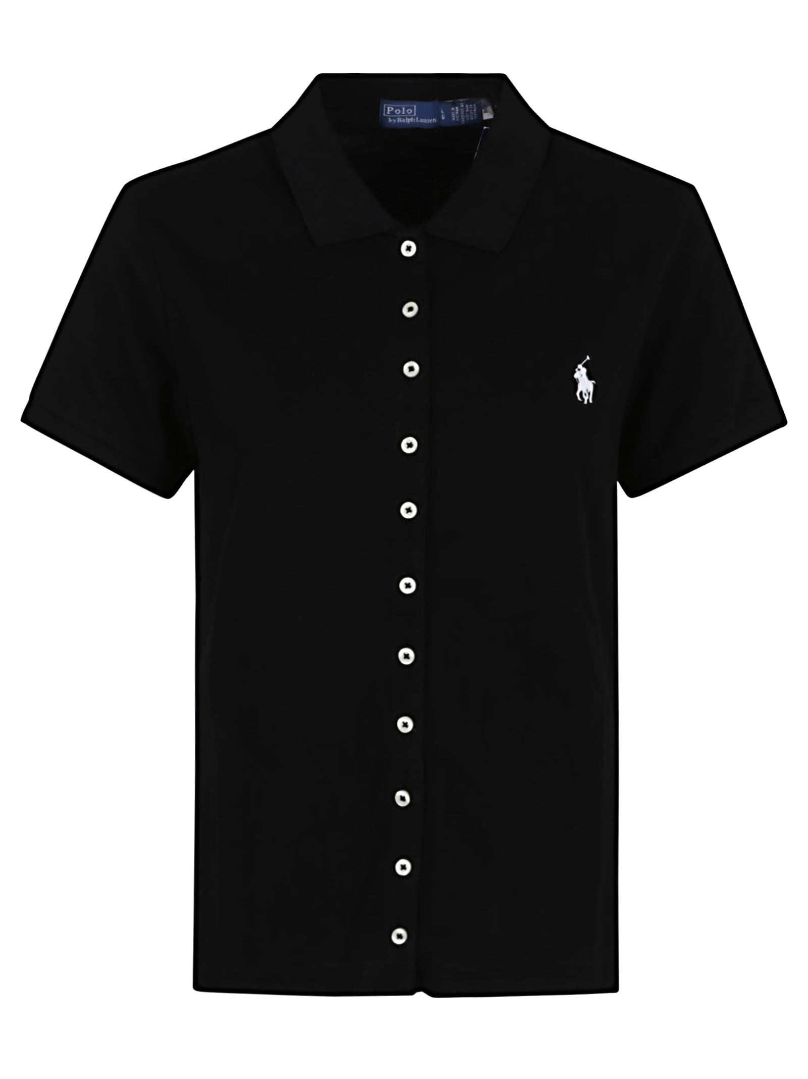 Ss Msh Bt Pl-Short Sleeve-Polo Shirt Black Cotton Elastane T-shirt