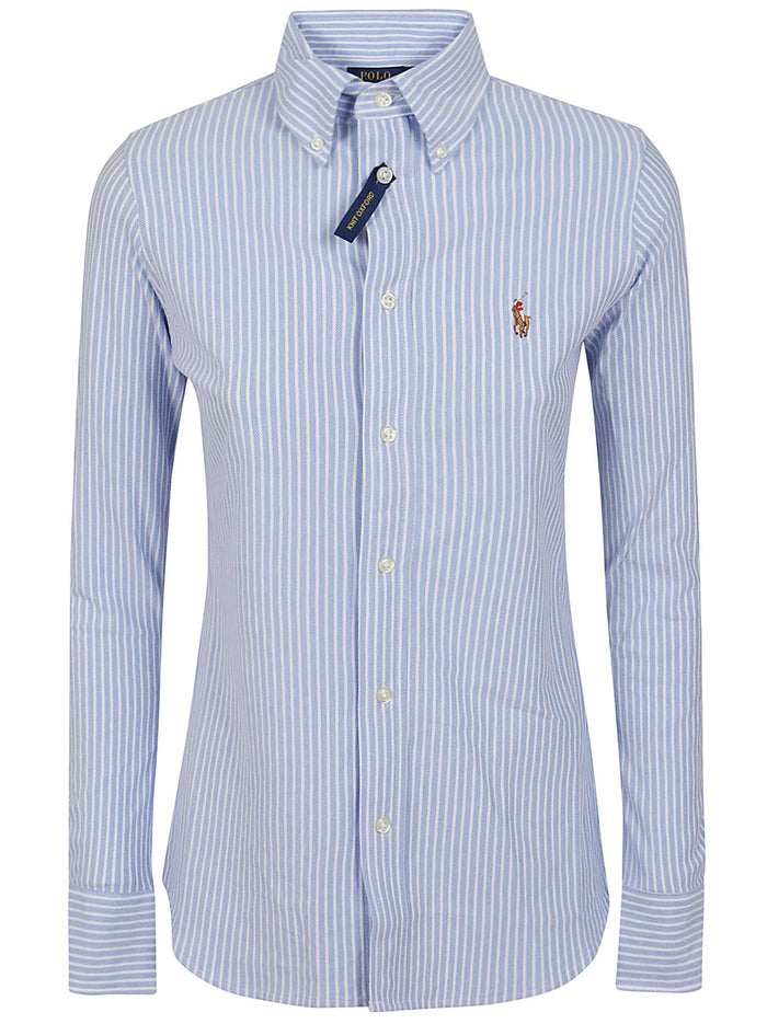 Ls Str Heidi-long Sleeve-knit Blue Cotton Camicia