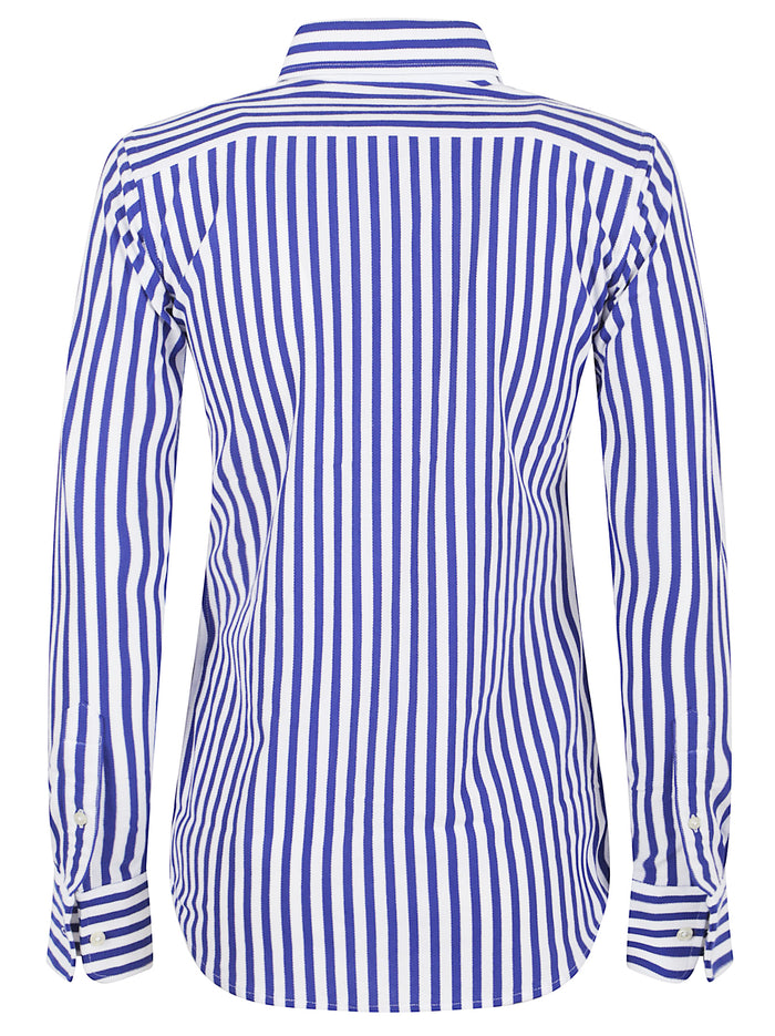 Ls Knt Ox St-Long Sleeve-Button Front Shirt Blue Cotton Camicia