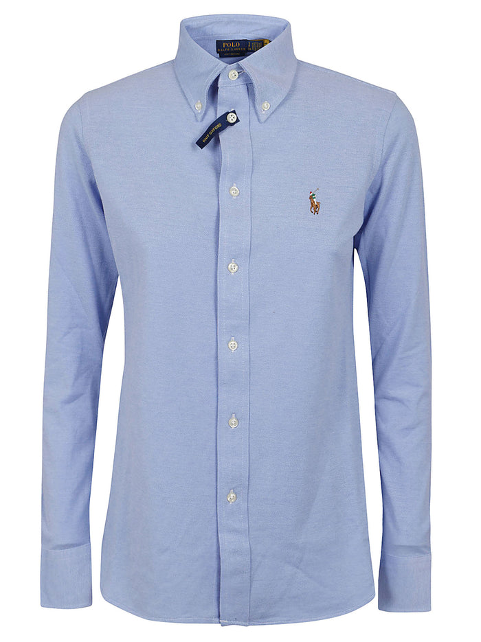 Ls Heidi-skinny-long Sleeve-knit Blue Cotton Camicia