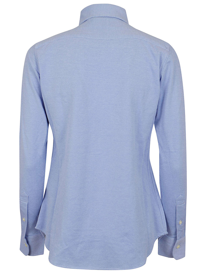 Ls Heidi-skinny-long Sleeve-knit Blue Cotton Camicia