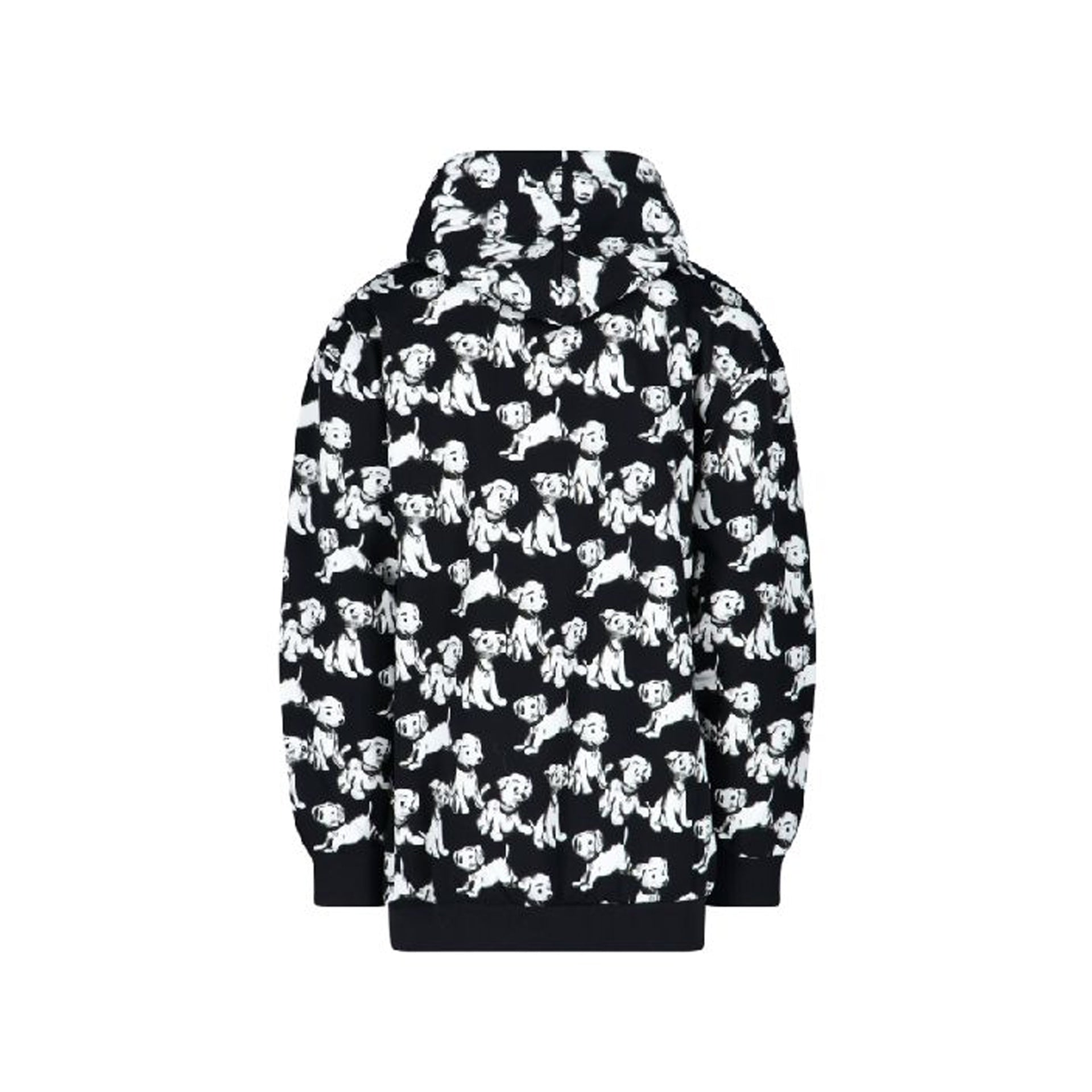 Hooded Printed Dogs Sweatshirt Black Cotton