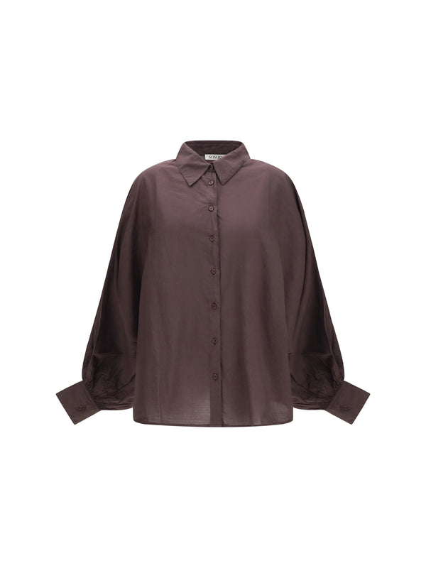 Antonia Voile Shirt Brown Cotton
