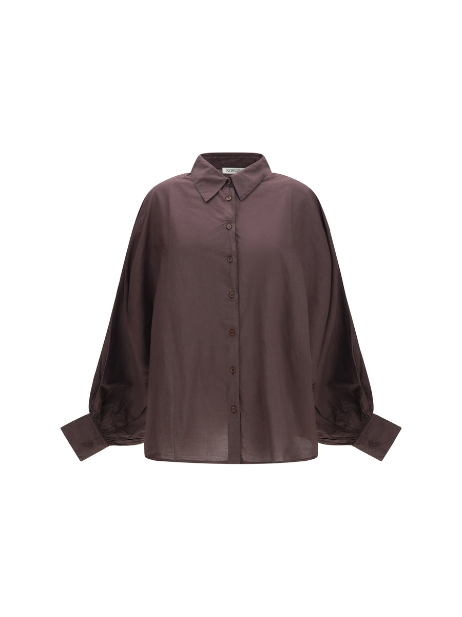 Antonia Voile Shirt Brown Cotton