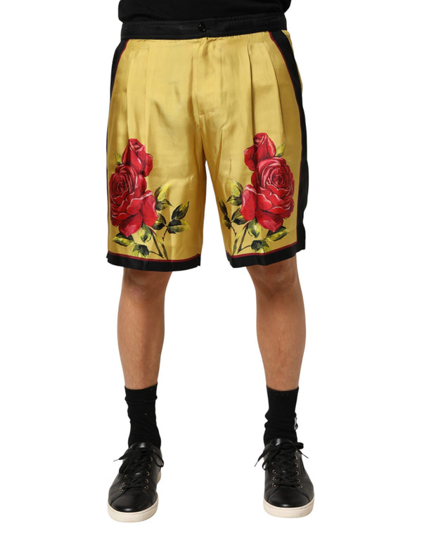 Dolce & Gabbana 100% Silk bermuda shorts in yellow