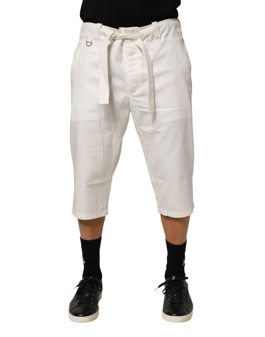 Dolce & Gabbana 99% cotton cropped trousers in white