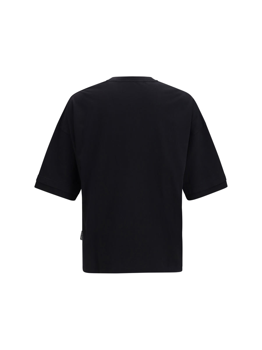 T-Shirt Curved Logo Black Cotton T-shirts