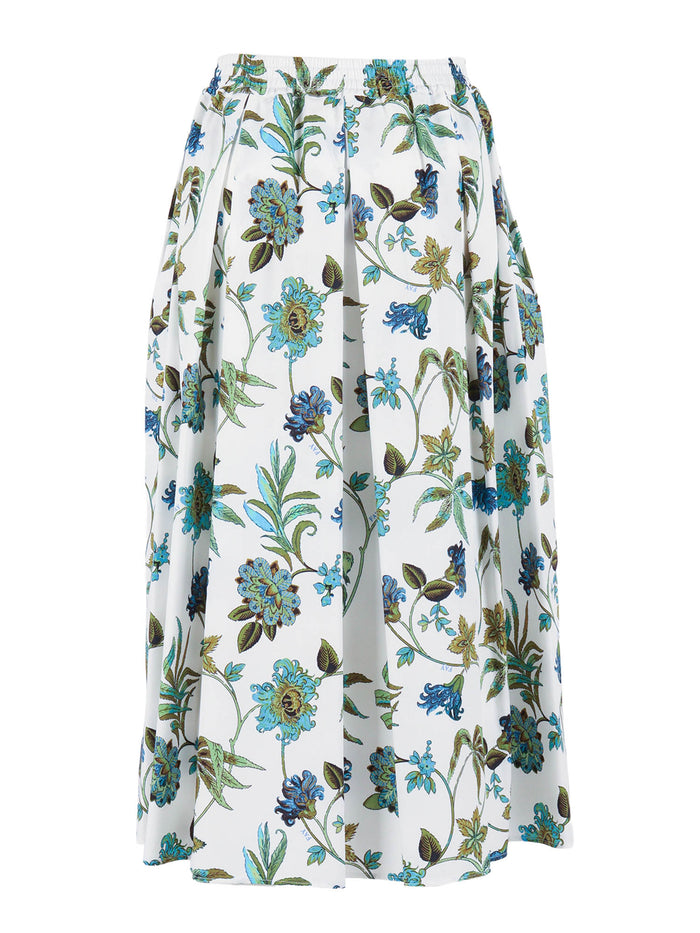 LONG SKIRT WITH ELASTIC WAIST White Cotton