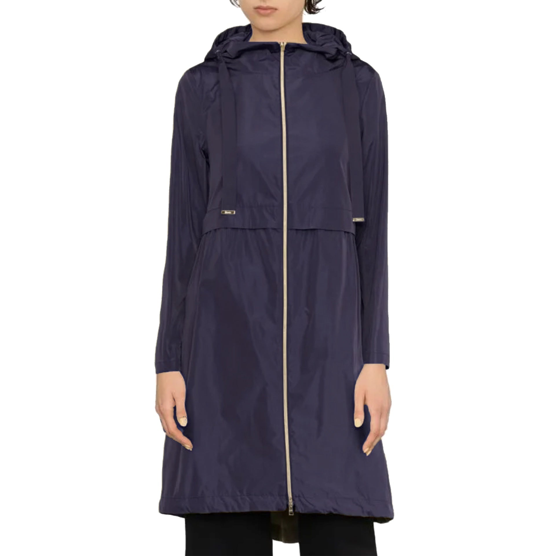 Herno Lightweight Parka Coat Blue Polyester