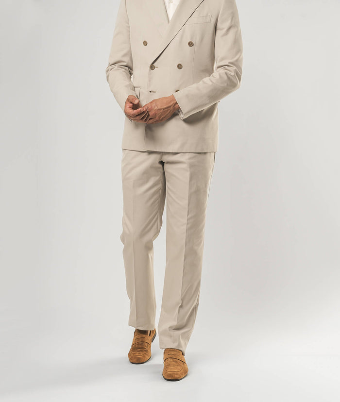 Double-Breasted Sea Island Suit Dubai Beige Tailored Made
