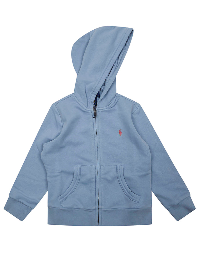 Ls Fz Hood-knit Shirts-sweatshirt Blue Cotton Polyester Felpa