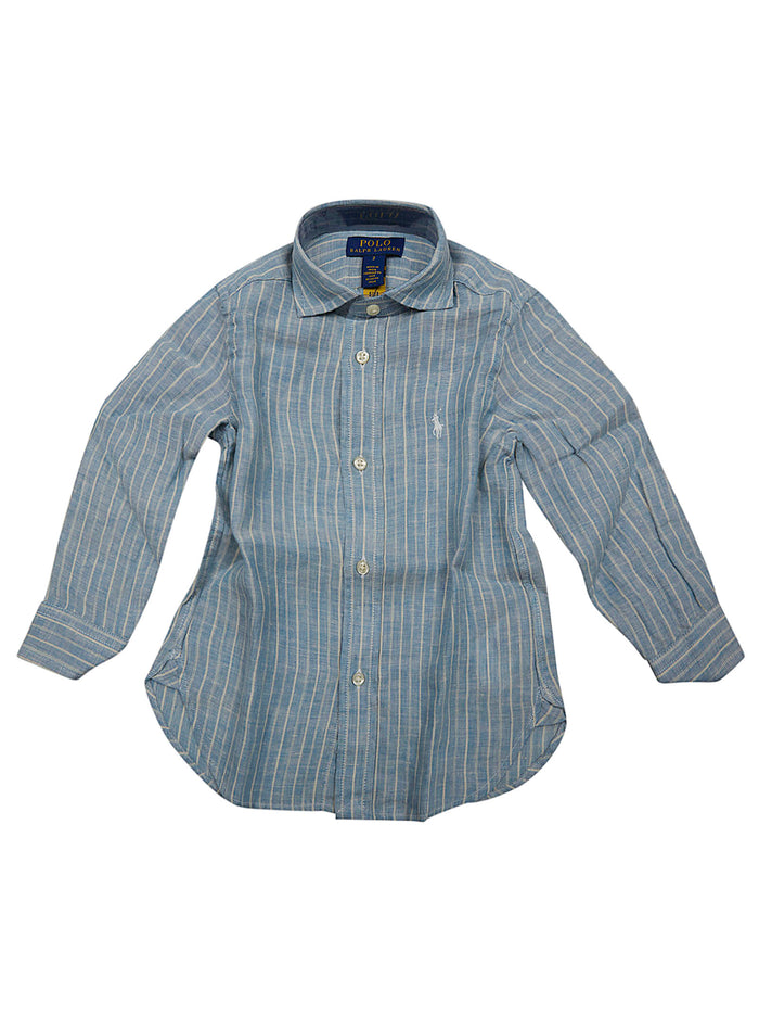 Woven-sport Shirt-shirt Blue Linen Camicia