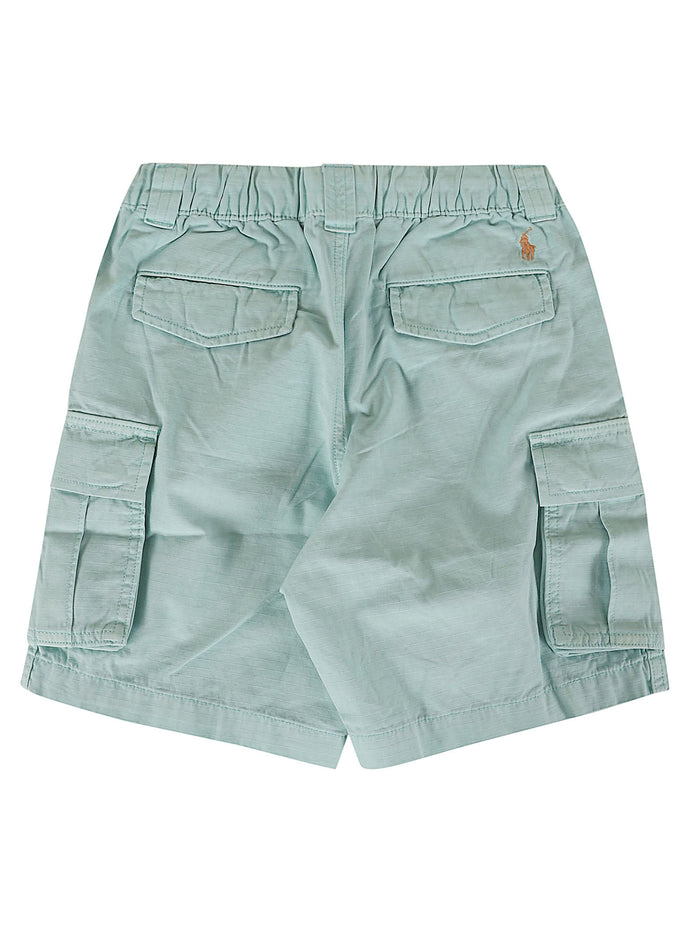 Woven-Shorts Blue Cotton Pantaloni