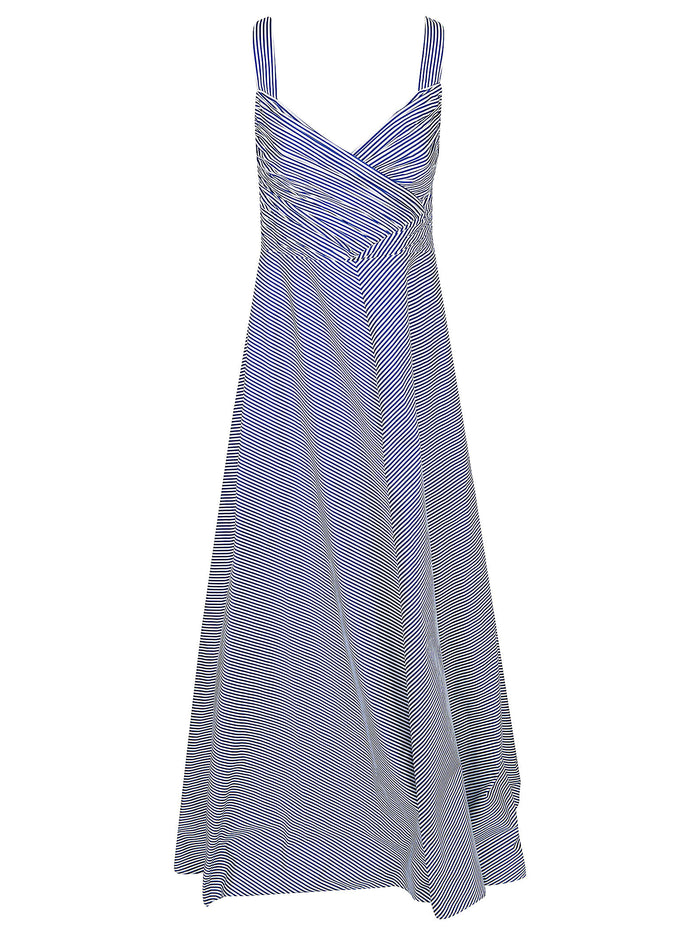 Woven-gown-dresses Blue/white Polyester (recycled) Abito