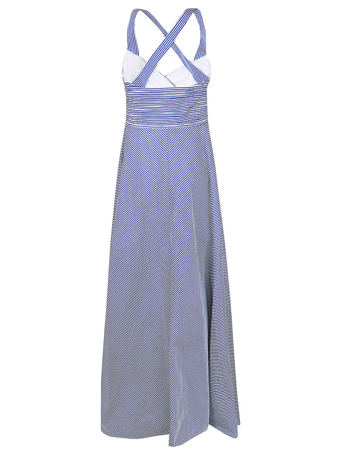 Woven-gown-dresses Blue/white Polyester (recycled) Abito