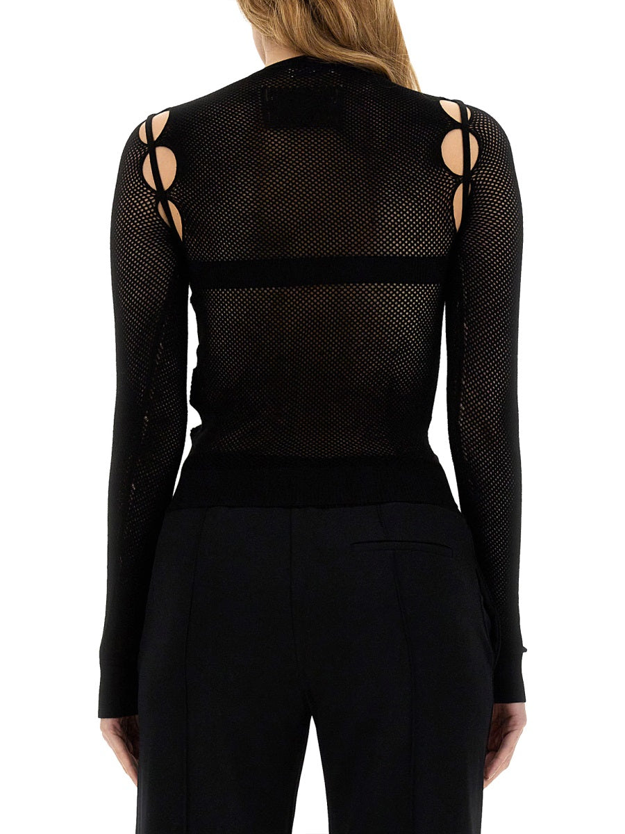 Net Top Black Viscose Tops