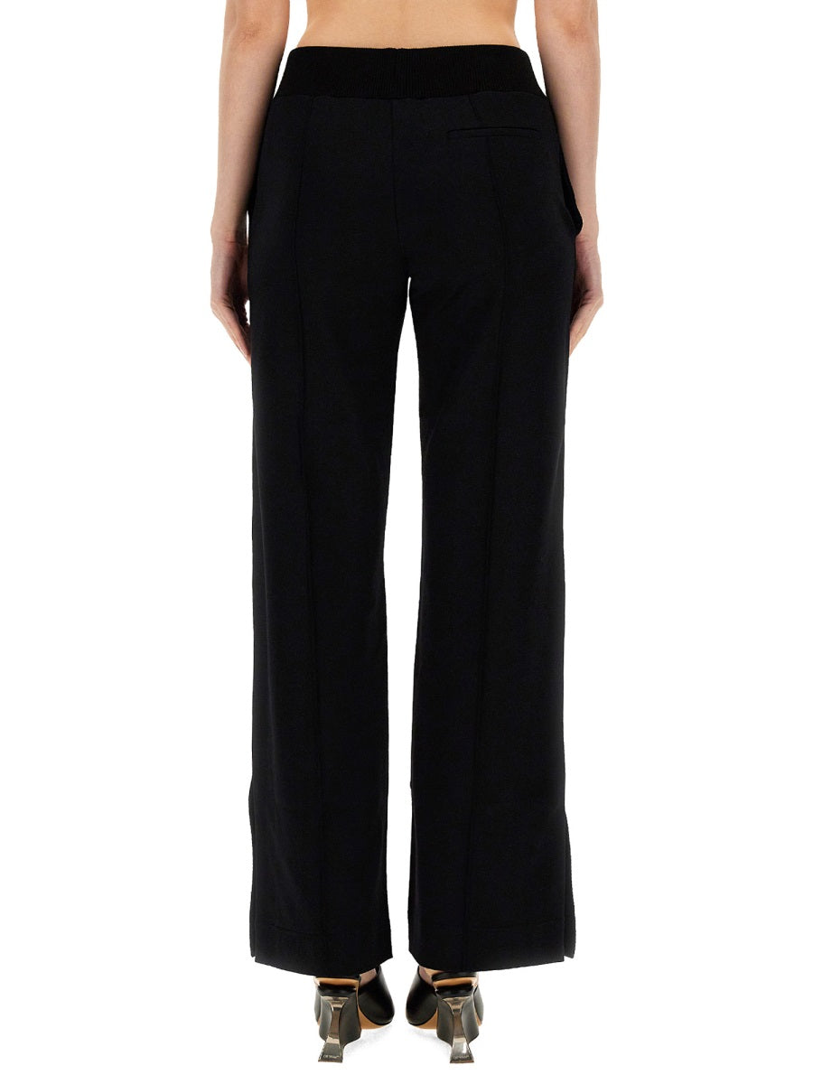 Wide Leg Pants Black Polyamide Elastane Trousers