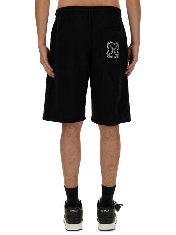 Bermuda Shorts With Logo Black Cotton