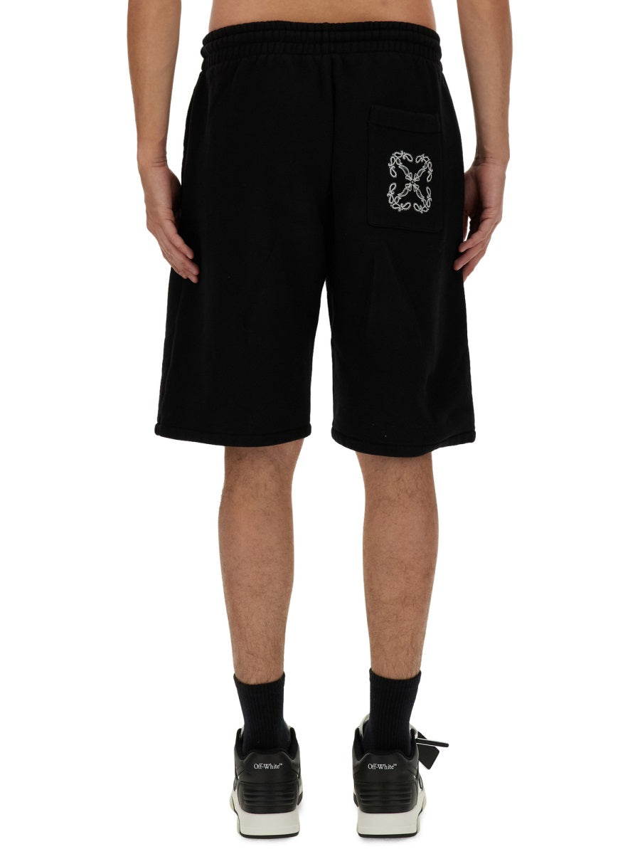 Bermuda Shorts With Logo Black Cotton