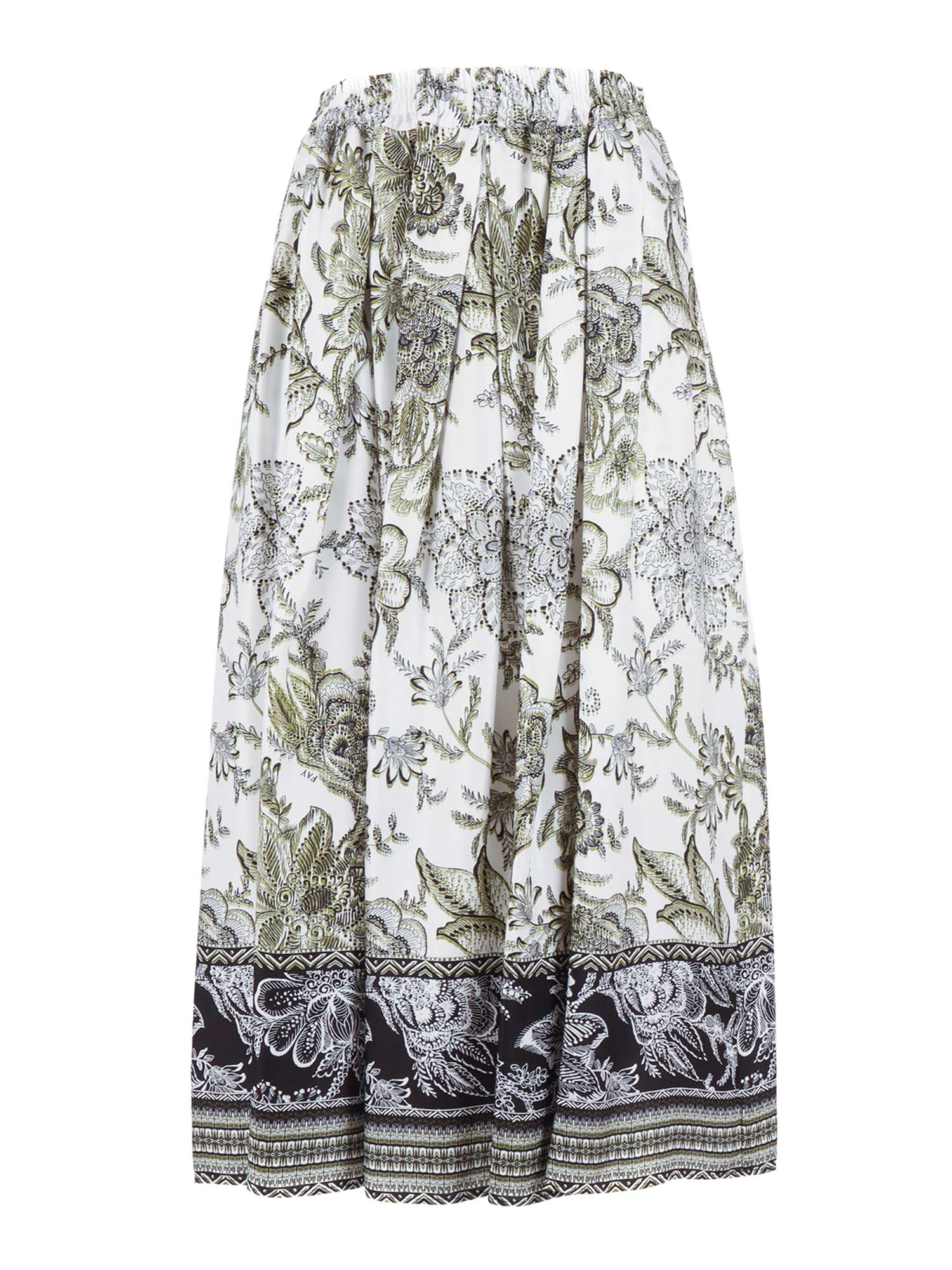 LONG SKIRT WITH ELASTIC WAIST White Cotton
