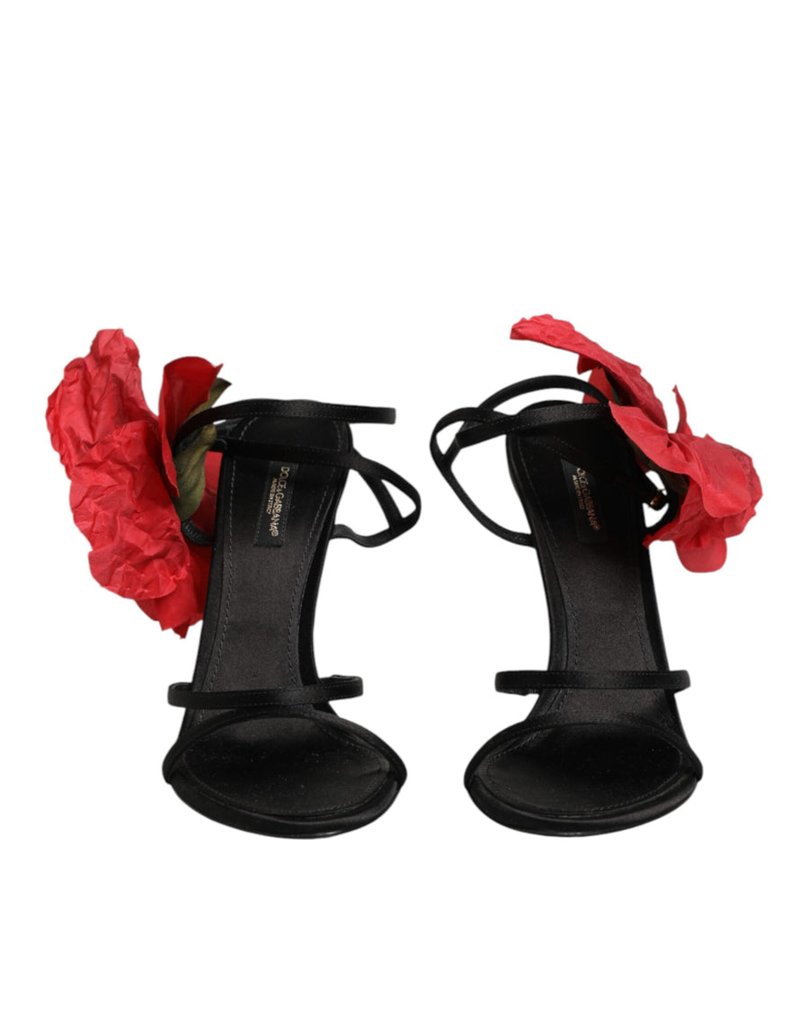 Dolce & Gabbana 65% Silk heel sandal in black