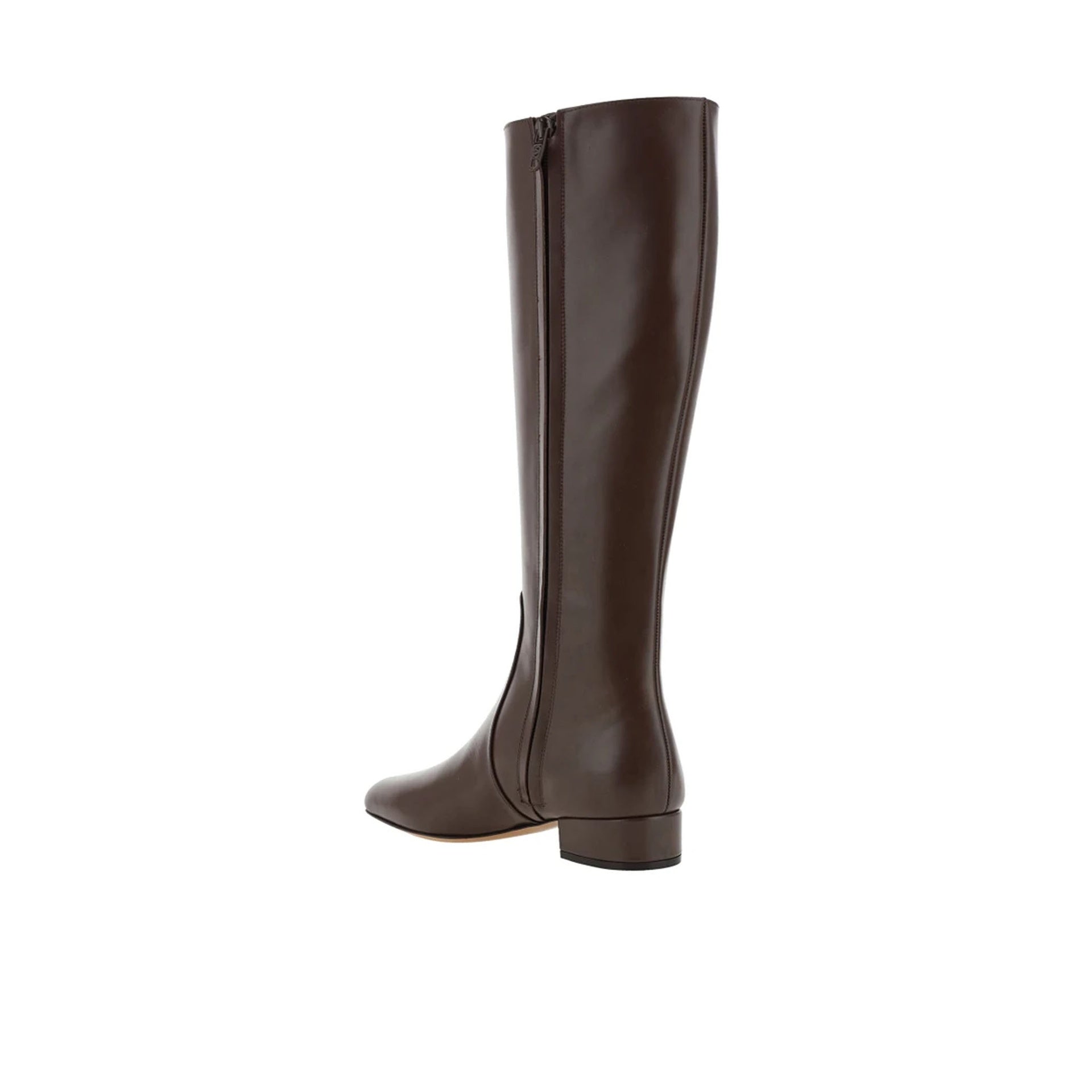 Garavani Leather Logo Boots Brown Calf