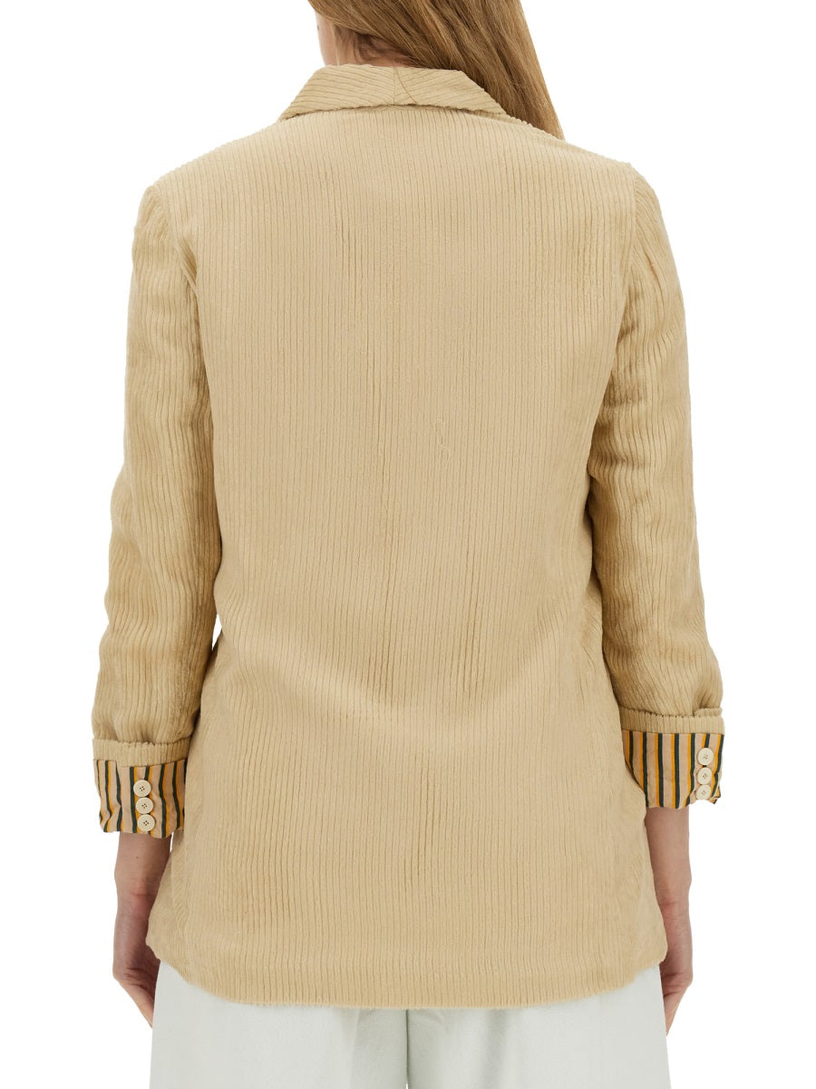 Double-Breasted Jacket Ivory Viscose