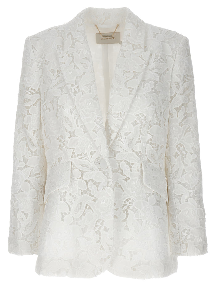 Natura Lace blazer White Polyester Blazer, Suits