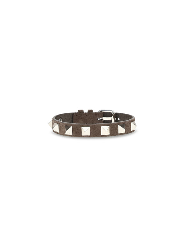 Bracelet Rockstud Leather Dark Brown Calf Bracelets