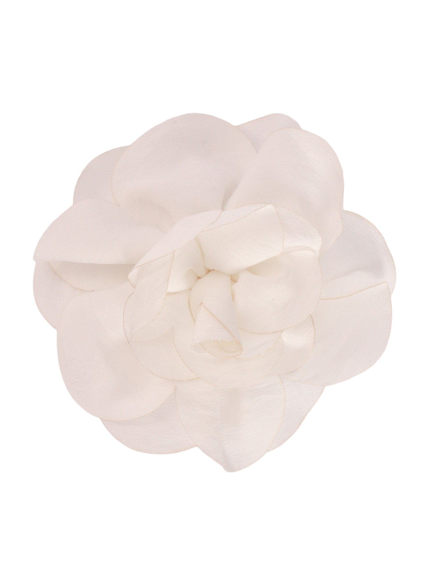 Viscose crepe flower brooch White