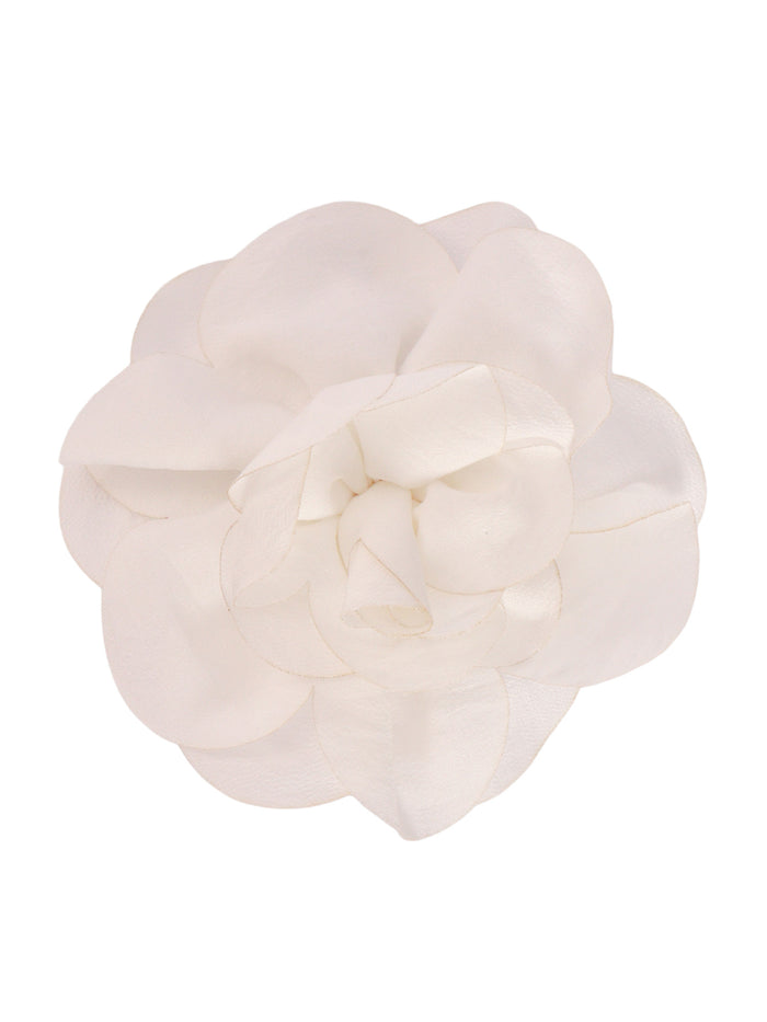 Viscose crepe flower brooch White