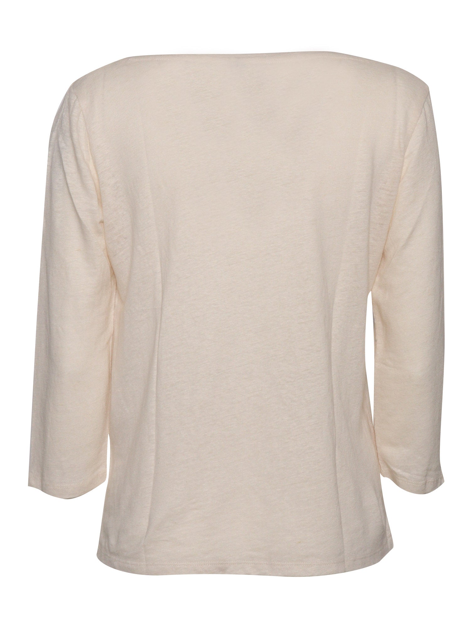 3-4 SLEEVE T-SHIRT White Linen Elastane Short Sleeves
