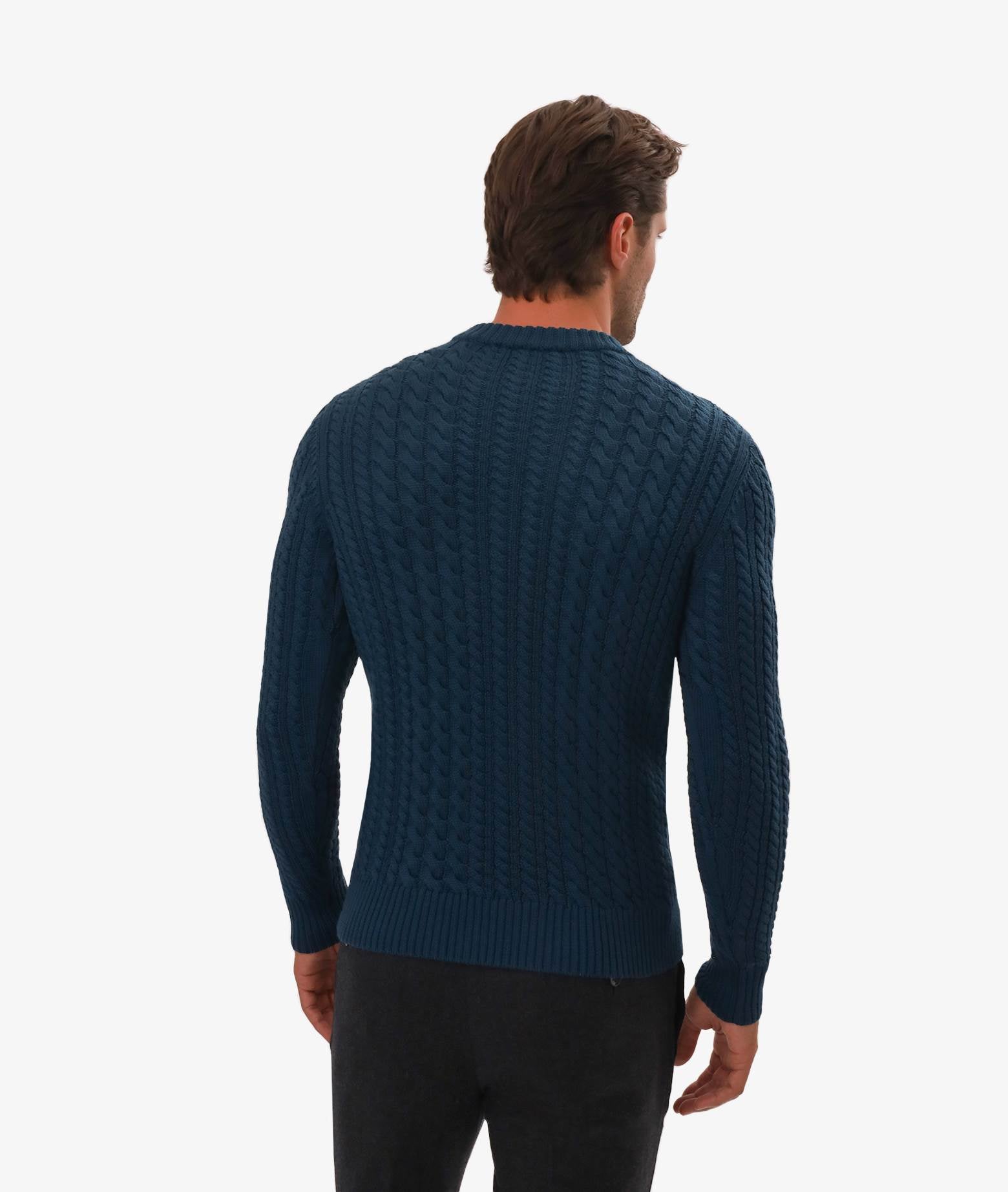 Cable Knit Sweater Col Du Pillon Brown Maglieria Dis/lav Pesante