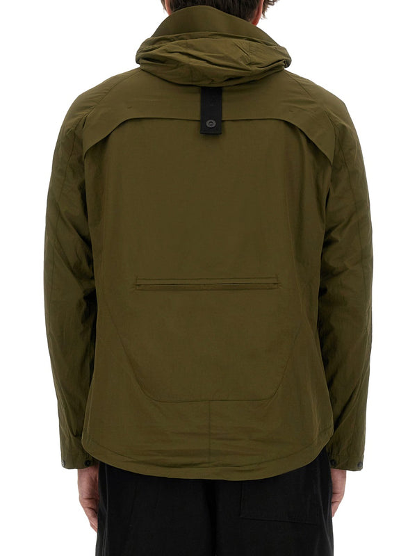 Textured Nylon Hooded Jacket Green