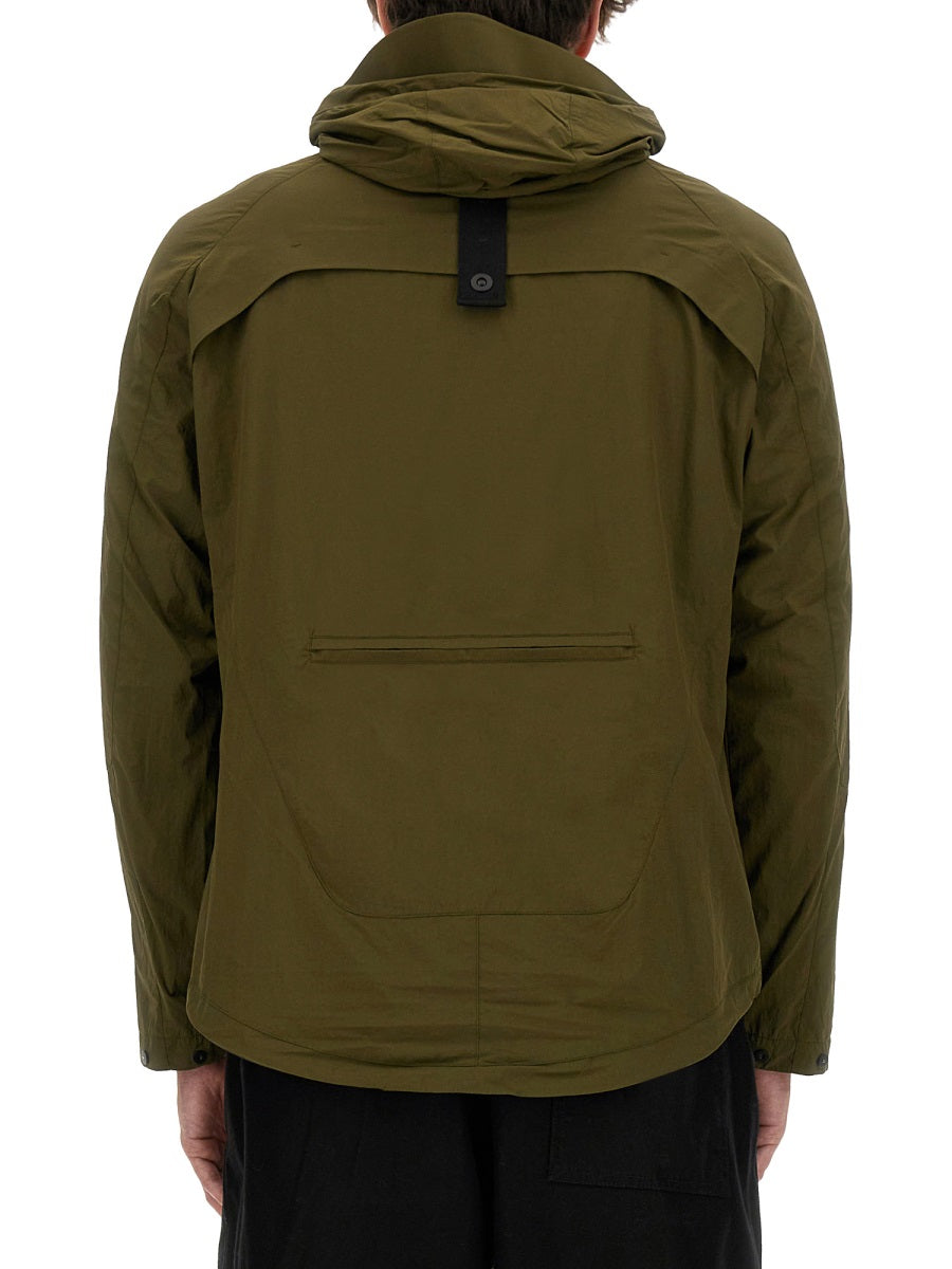 Textured Nylon Hooded Jacket Green