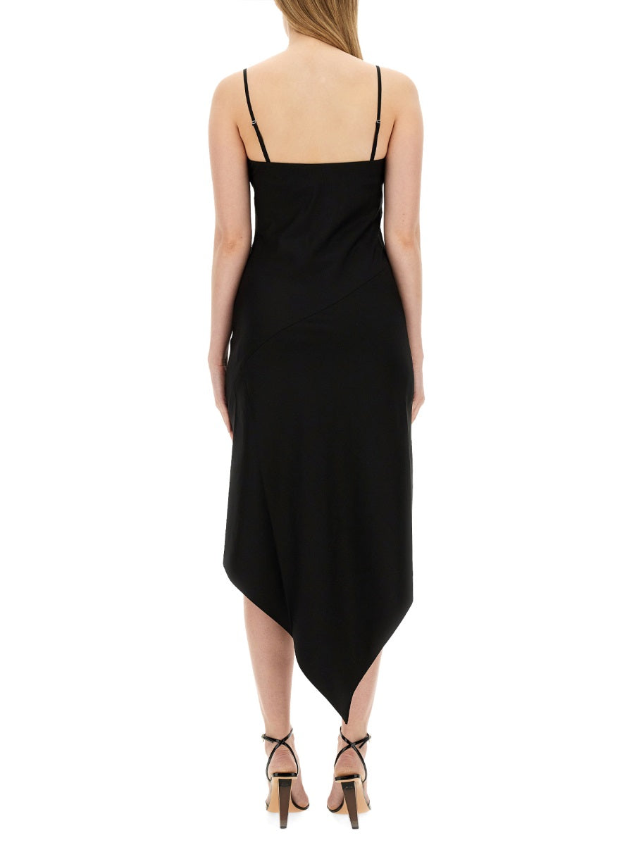 Dress With Scarf Hem Black Virgin Wool