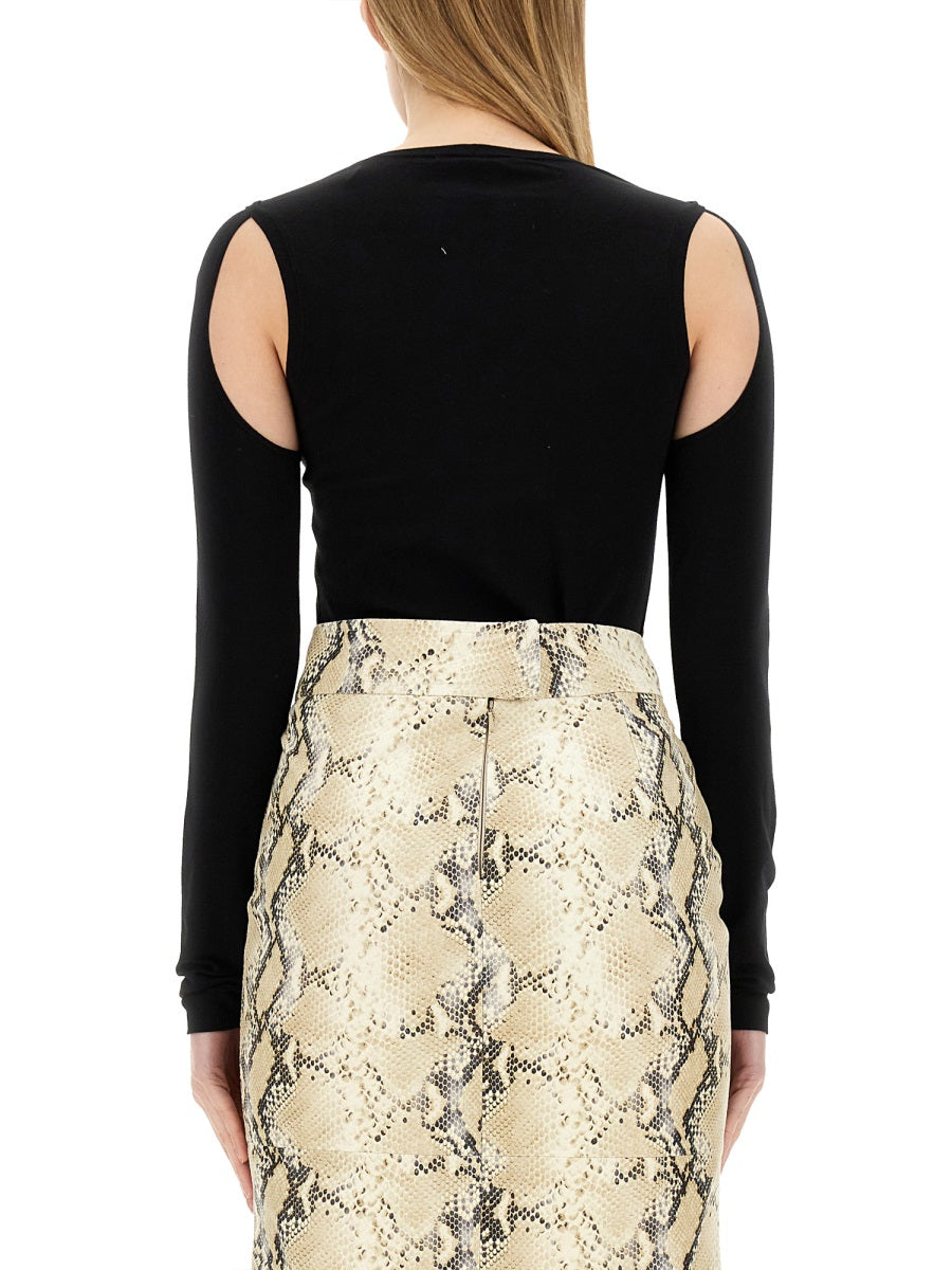 Cut Out Black Cotton Top Jumpers